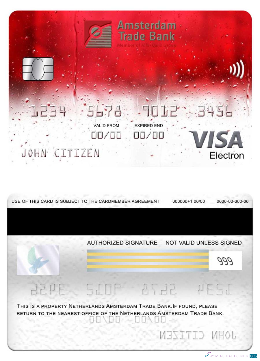 Download Netherlands Amsterdam Trade Bank visa electron card Photoshop template